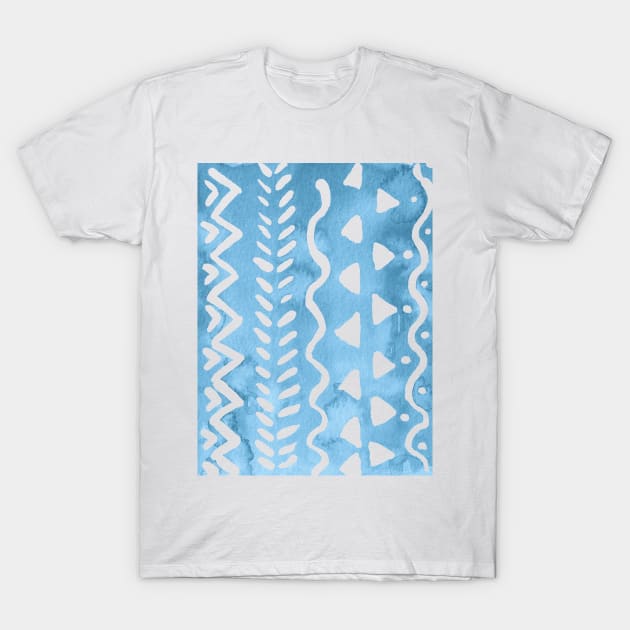 Loose boho chic pattern - blue T-Shirt by wackapacka